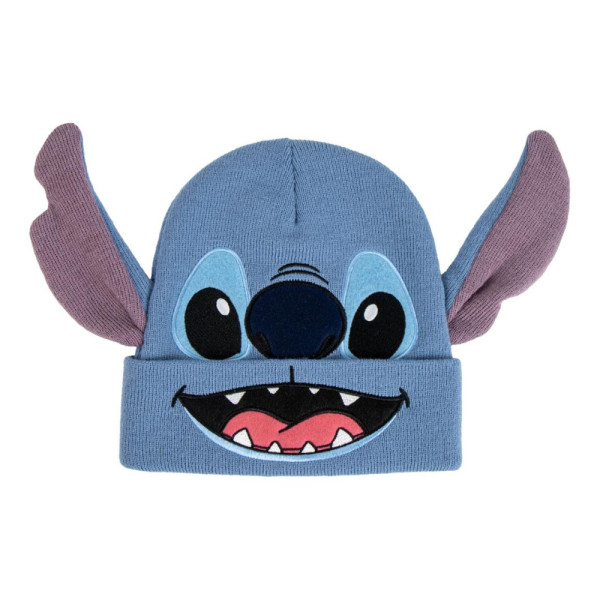Gorro de Punto 3D Stitch Azul Bordado Juvenil