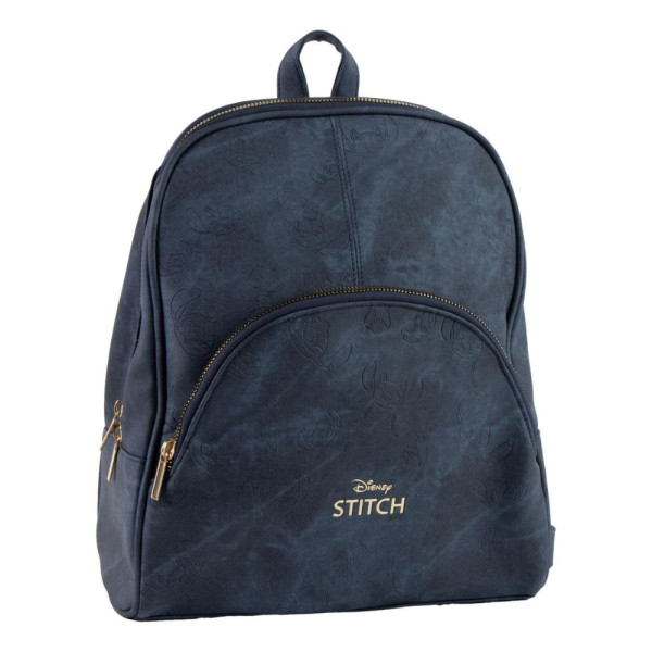 Mochila Casual Moda Polipiel Stitch Premium Azul Marino