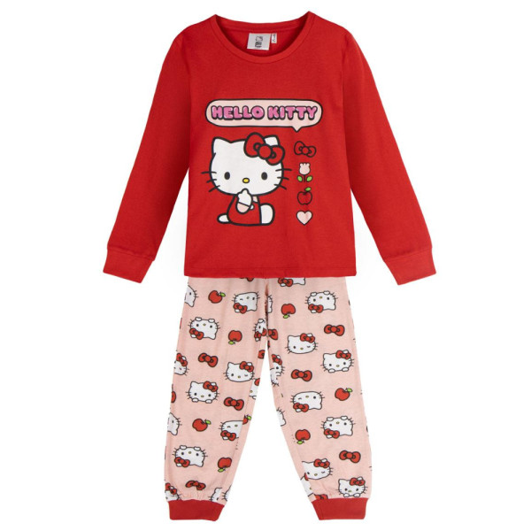 Pijama Manga Larga Hello Kitty Rosa y Rojo Niña