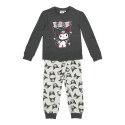 Pijama Manga Larga Kuromi Gris y Gris Oscuro Niña