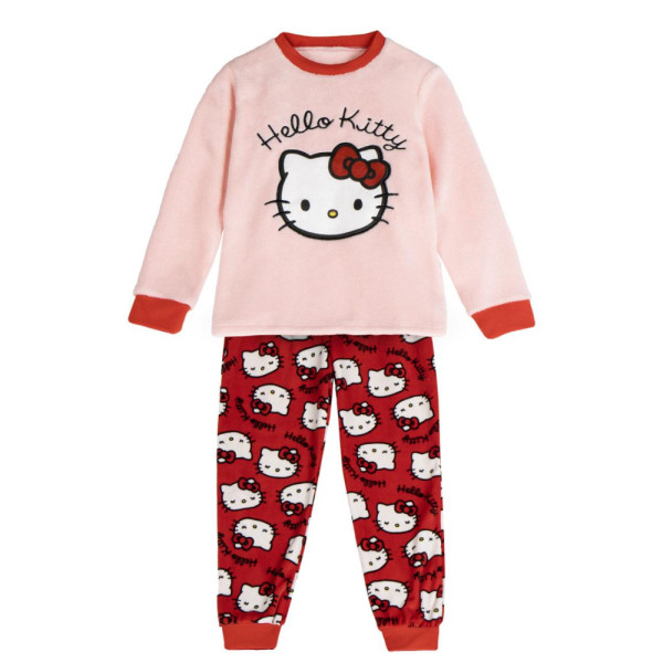 Pijama Manga Larga Coralina Hello Kitty Rosa y Rojo Niña