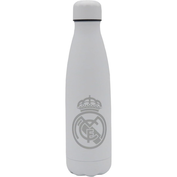 Botella de Acero Inoxidable Real Madrid Blanca y Gris Rubberizada 550 ML