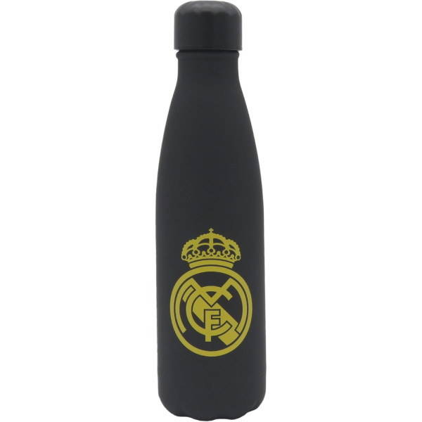 Botella de Acero Inoxidable Real Madrid Negro y Dorado Rubberizada 550 ML