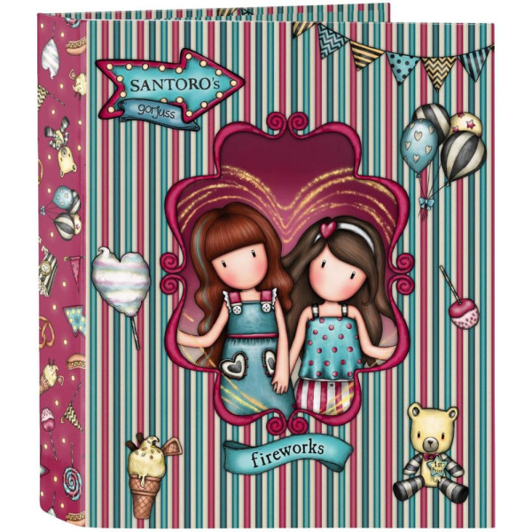 Carpeta de 4 Anillas Gorjuss Fairground Fireworks Lomo Ancho A4