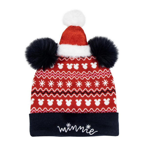 Gorro de Punto Navideño Minnie Mouse Negro Juvenil
