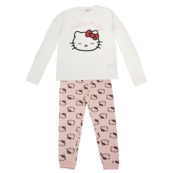 Pijama Manga Larga Hello Kitty Rosa y Blanco Mujer