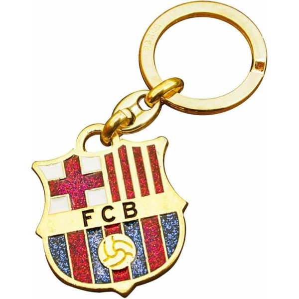 Llavero de Metal FC Barcelona Escudo Dorado con Purpurina