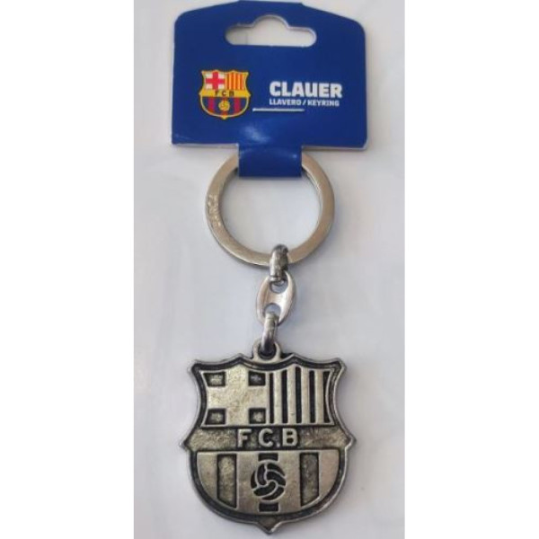 Llavero de Metal FC Barcelona Escudo Relieve Plateado