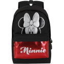 Mochila Hs Minnie Mouse Silver Sparkle