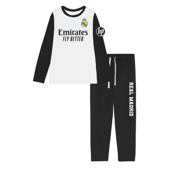 Pijama Real Madrid Algodón Blanco y Negro Adulto
