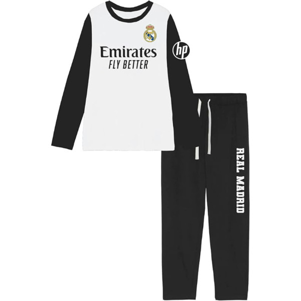 Pijama Real Madrid Algodón Blanco y Negro Niño