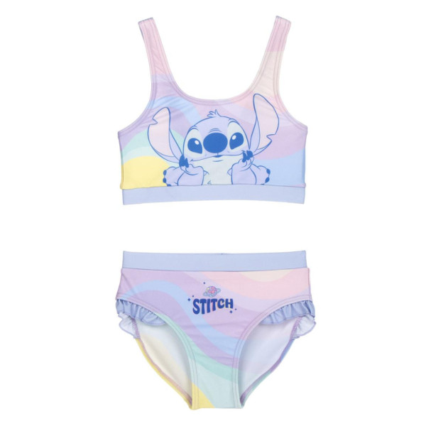Bañador Bikini Stitch Lila con Volantes Niña