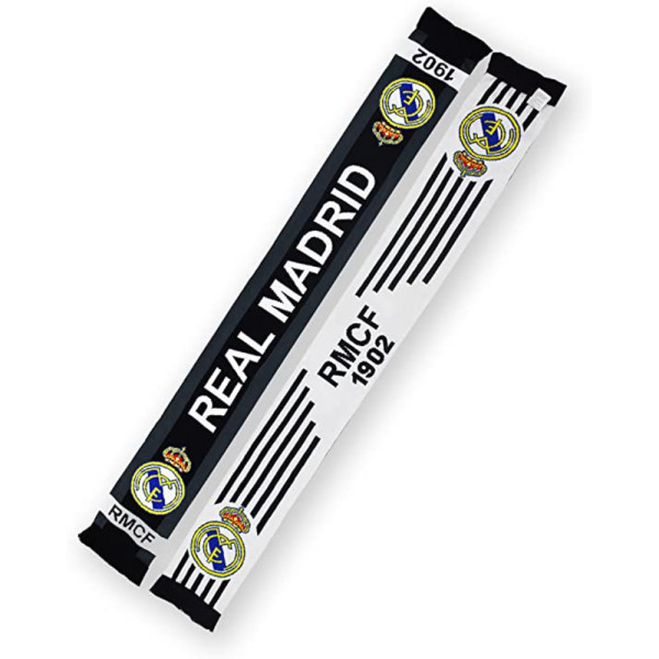 Bufanda Real Madrid Reversible Blanco y Negro