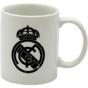 Taza Real Madrid Blanco Escudo Negro 300 ML