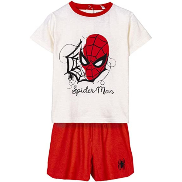 Pijama Manga Corta Spiderman Blanco y Rojo Niño