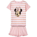 Pijama Manga Corta Minnie Mouse Rosa a Rayas Bebé
