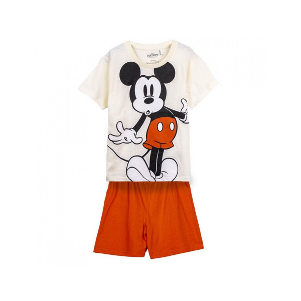 Pijama Manga Corta Mickey Mouse Beige y Rojo Niño