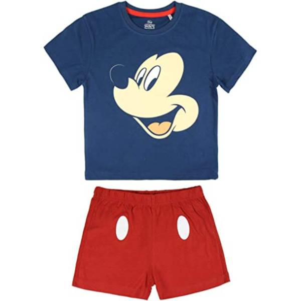 Pijama Manga Corta Mickey Mouse Azul y Rojo Niño