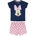 Pijama Manga Corta Minnie Mouse Azul Marino y Rosa con Lunares Niña