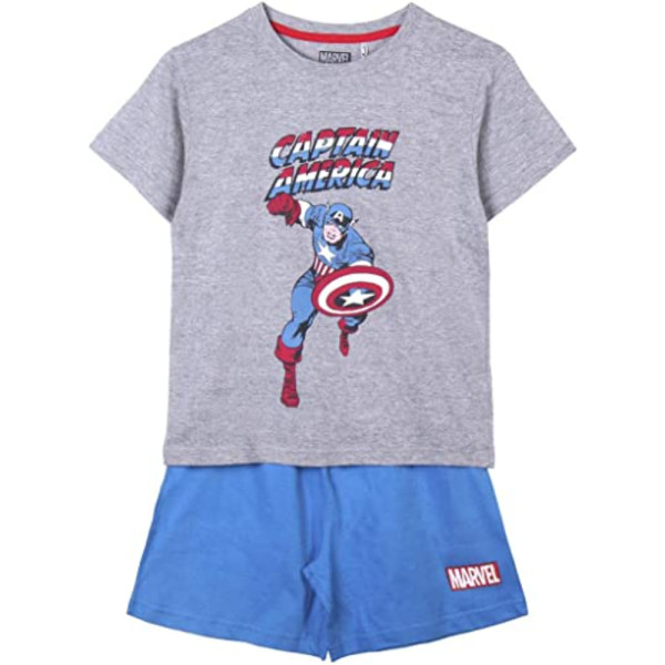 Pijama Manga Corta Capitán América Gris y Azul Niño