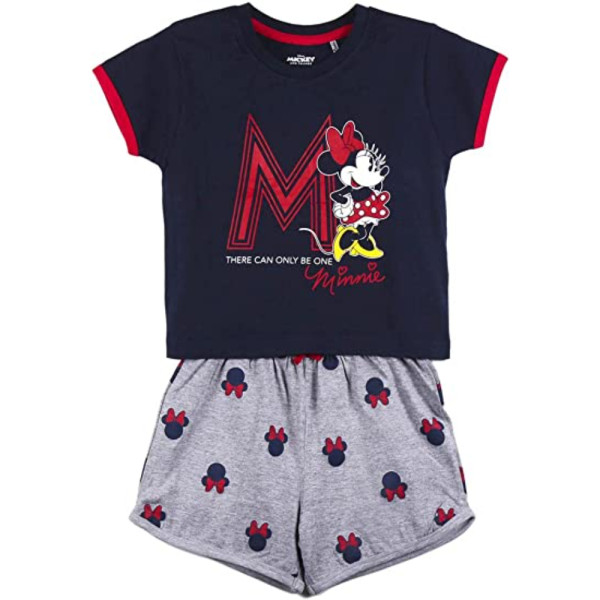 Pijama Manga Corta Minnie Mouse Azul Marino Niña