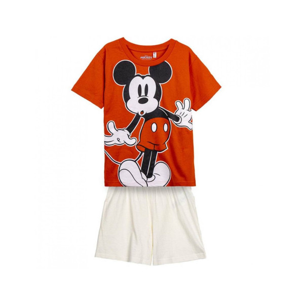 Pijama Manga Corta Mickey Mouse Rojo y Beige Niño