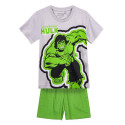 Pijama Manga Corta Hulk Gris Claro y Verde Niño