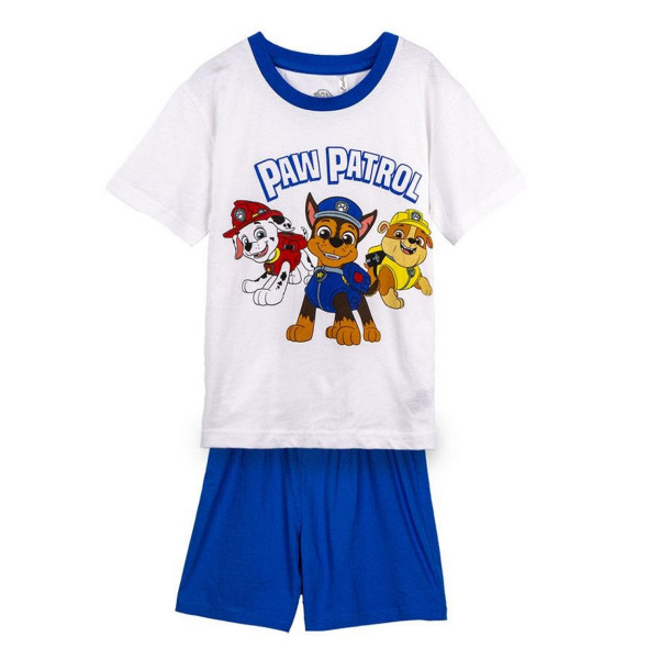 Pijama Manga Corta Patrulla Canina Blanco y Azul Oscuro Niño