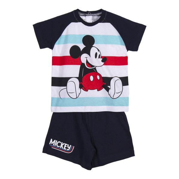 Pijama Manga Corta Mickey Mouse Azul Marino Retro Bebé