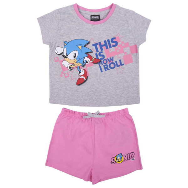 Pijama Manga Corta Sonic Gris Niña