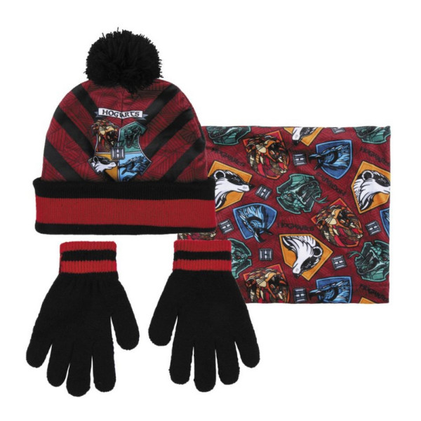 Set de Invierno Braga Para Cuello Gorro Guantes Harry Potter Hogwarts Infantil