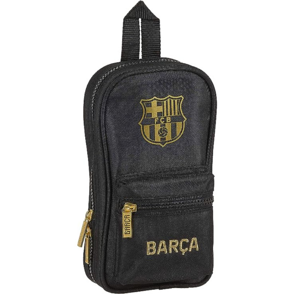 Plumier con 4 Estuches Vacíos FC Barcelona Negro y Dorado