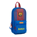 Plumier con 4 Estuches Llenos FC Barcelona Azul con Rayas Verticales