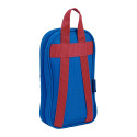 Plumier con 4 Estuches Llenos FC Barcelona Azul con Rayas Verticales