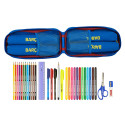 Plumier con 4 Estuches Llenos FC Barcelona Azul con Rayas Verticales