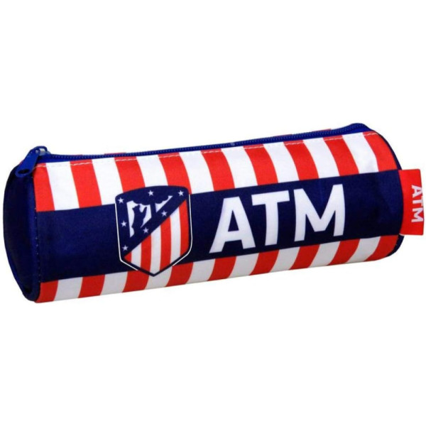Estuche Portatodo Atlético de Madrid Cilíndrico Franjas Rojiblancas