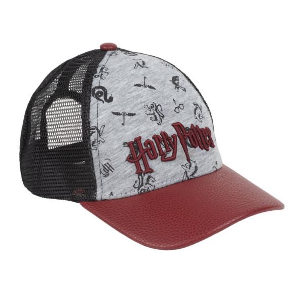 Gorra Harry Potter Bordada Gris y Burdeos Trucker Niño