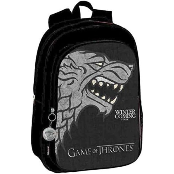 Mochila Doble Compartimento Juego de Tronos Stark Negro