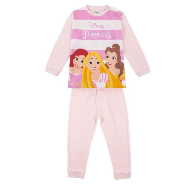 Pijama Manga Larga Princesas Rosa Claro