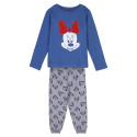 Pijama Manga Larga Minnie Mouse Sonriente Azul y Gris