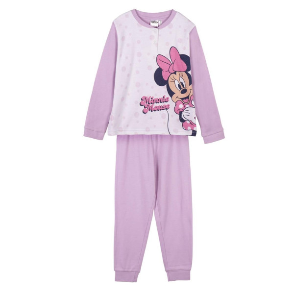 Pijama Manga Larga Minnie Mouse Lunares Rosa Niña