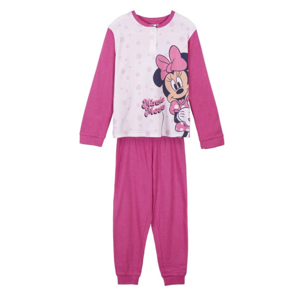 Pijama Manga Larga Minnie Mouse Lunares Fucsia Niña