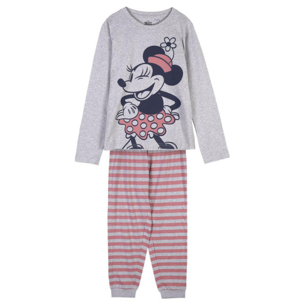 Pijama Manga Larga Minnie Mouse Dance Gris Rayas Niña