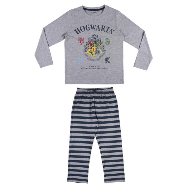 Pijama Manga Larga Harry Potter Hogwarts Gris Rayas Niño