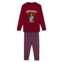 Pijama Manga Larga Harry Potter Gryffindor Cuadros Burdeos Mujer