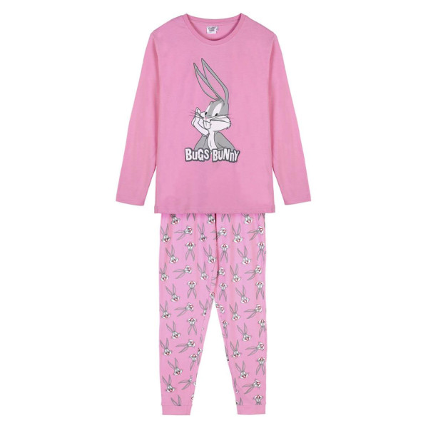 Pijama Manga Larga Looney Tunes Bugs Bunny Rosa Mujer