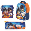 Set Vuelta al Cole Dragon Ball Mochila Guardería Saco Merienda y Estuche
