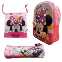 Set Vuelta al Cole Minnie Mouse Mochila Guardería Saco Merienda y Estuche