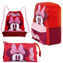 Set Vuelta al Cole Junior Minnie Mouse Mochila Saco Cuerdas y Estuche Triple