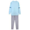 Pijama Manga Larga Stitch Azul Claro y Gris Mujer